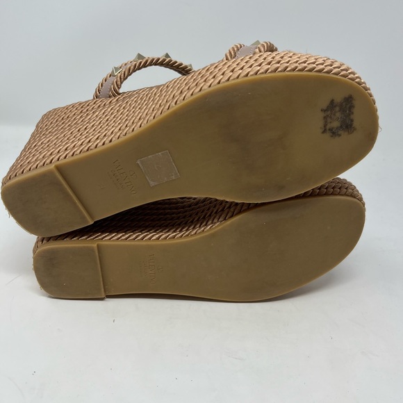 Valentino Rockstud Torchon T-Strap Rope Espadrille Wedge Sandal Platform size 39 - Picture 9 of 10